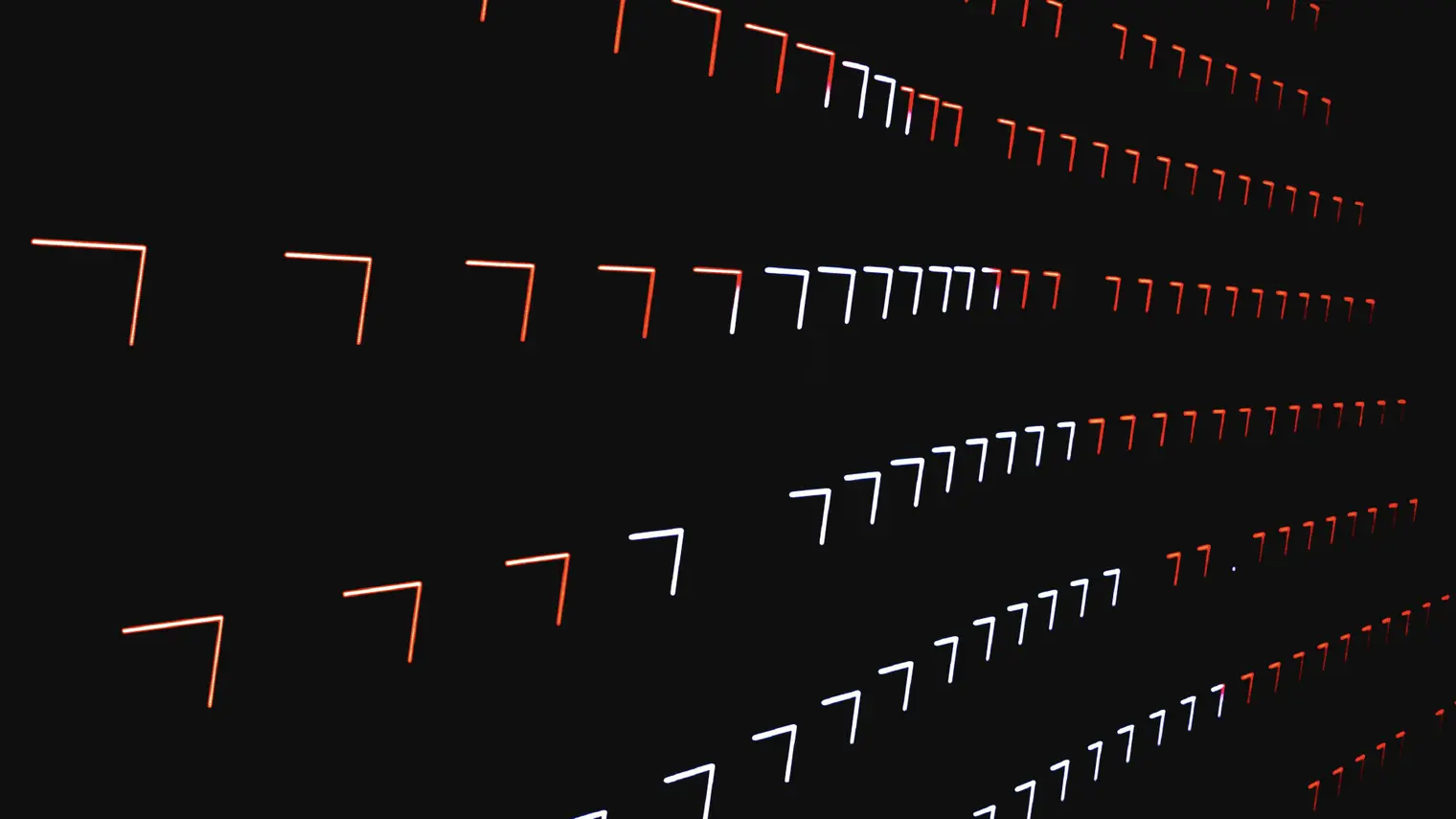 a black background with red and white squares