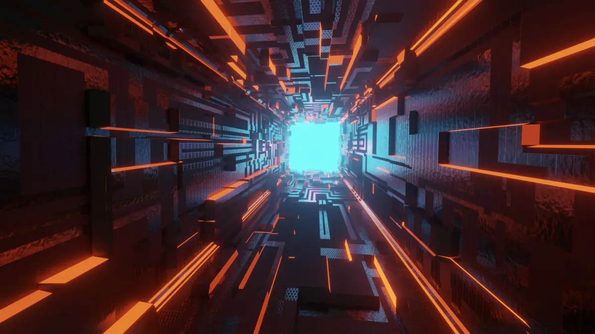 photo conceptuel de circuit informatique éclairé avec de la lumière rouge