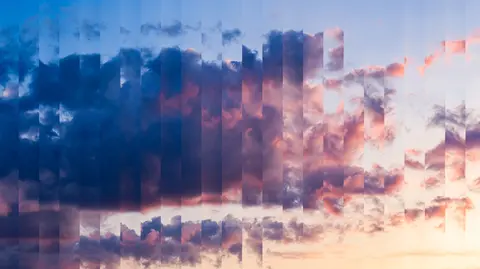 Clouds with mosaic effect.