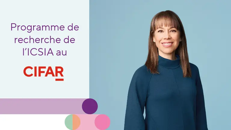 Photo de Catherine Regis avec les logos de Mila et CIFAR