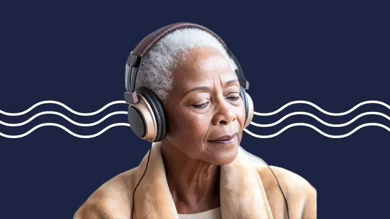 photo d'une femme âgée écoutant de la musique