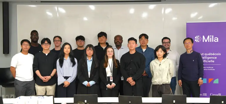 group picture of Mila partnership team with Seoul AI Hub startups