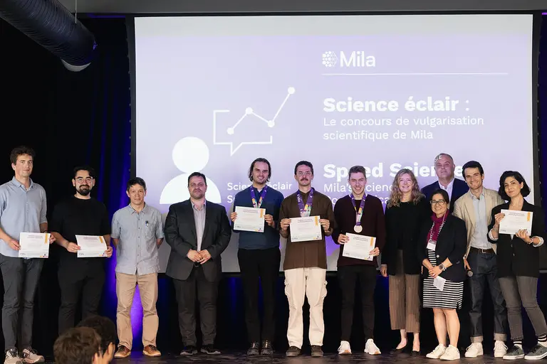 group picture of all participants and jury member of Mila Speed Science contest