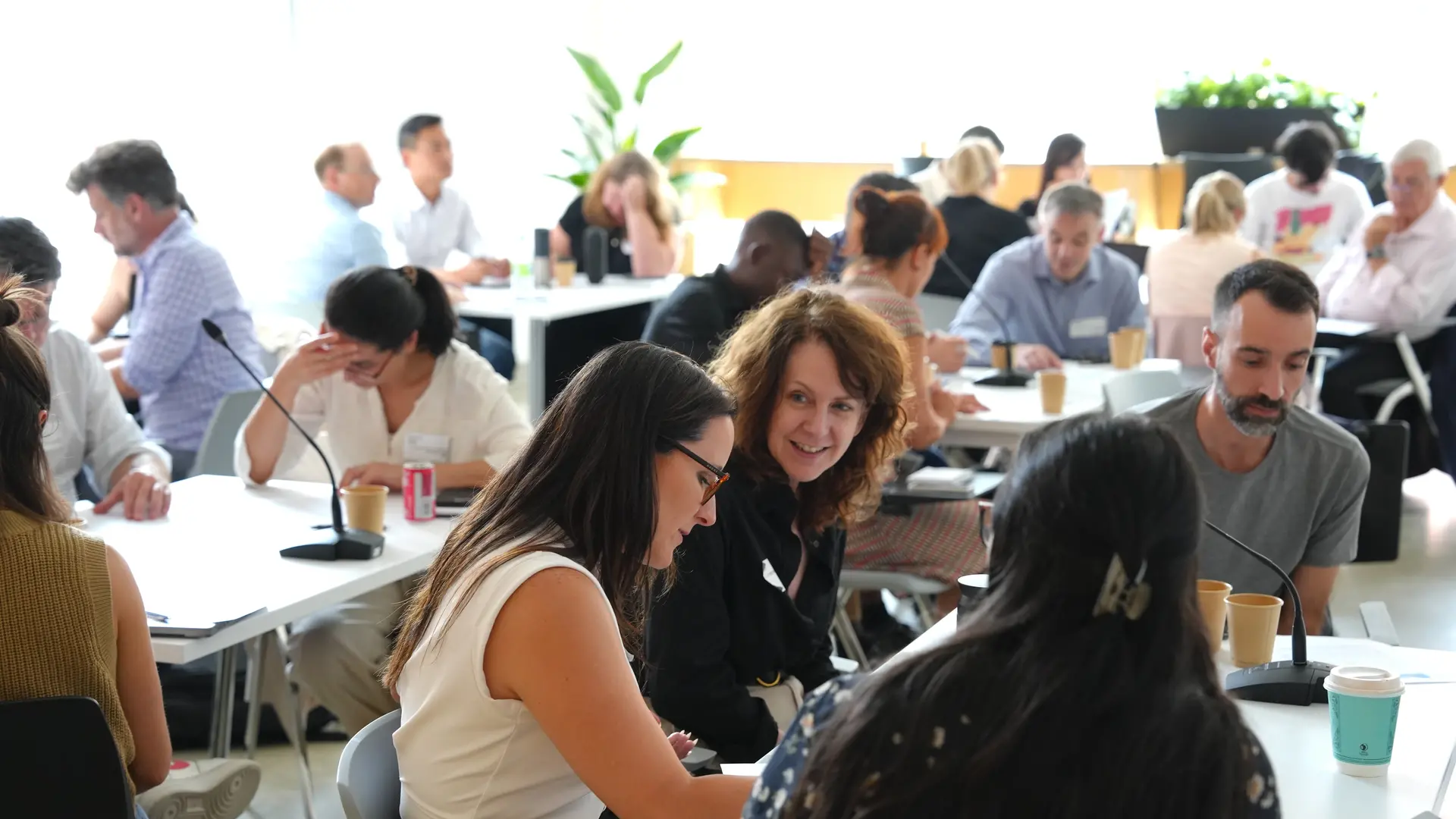 Three people working together. 