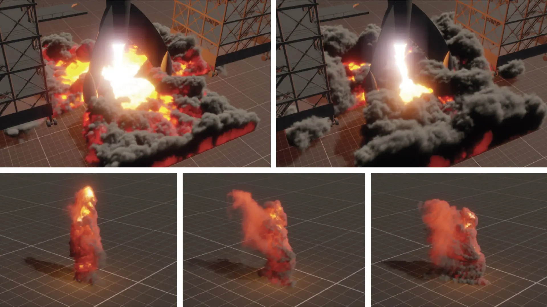 Simulation interactive de fumée et d'incendie