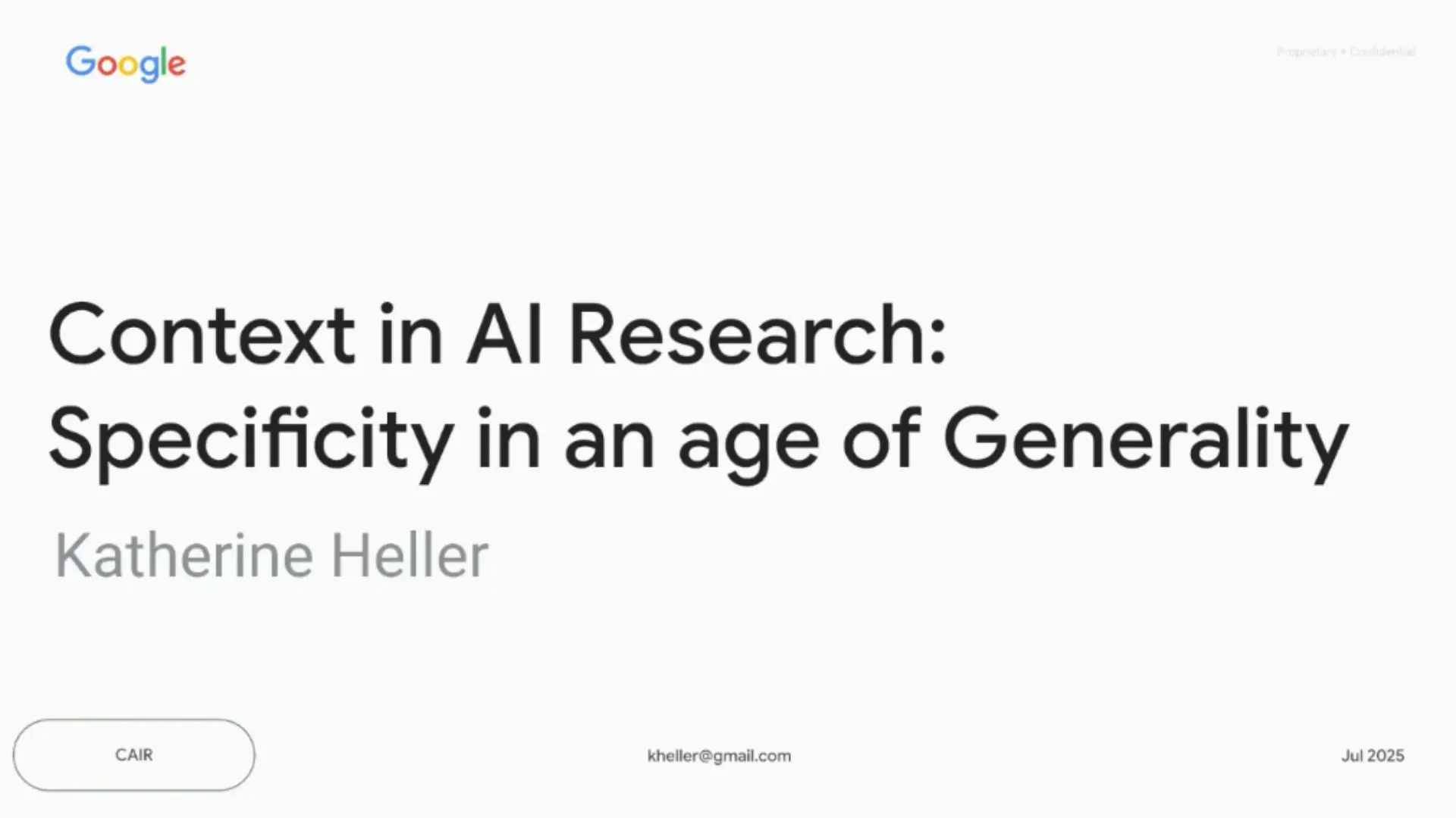 page cover Context in AI Research: Specificity in an Age of Generality
