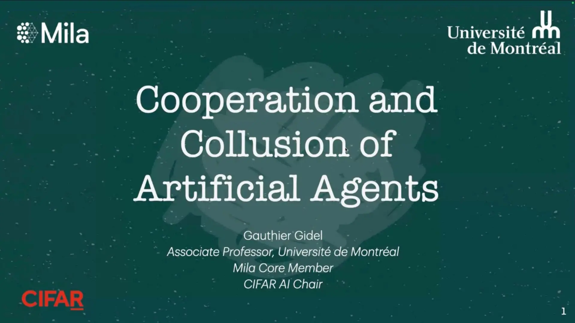 presentation cover - cooperation and collusion of artificial agents