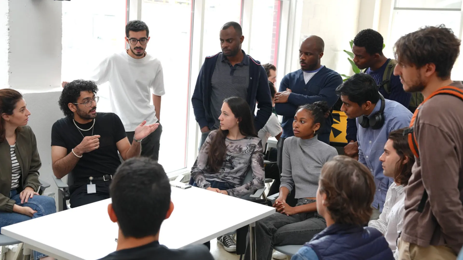 Group of young researchers during a worskhop round table