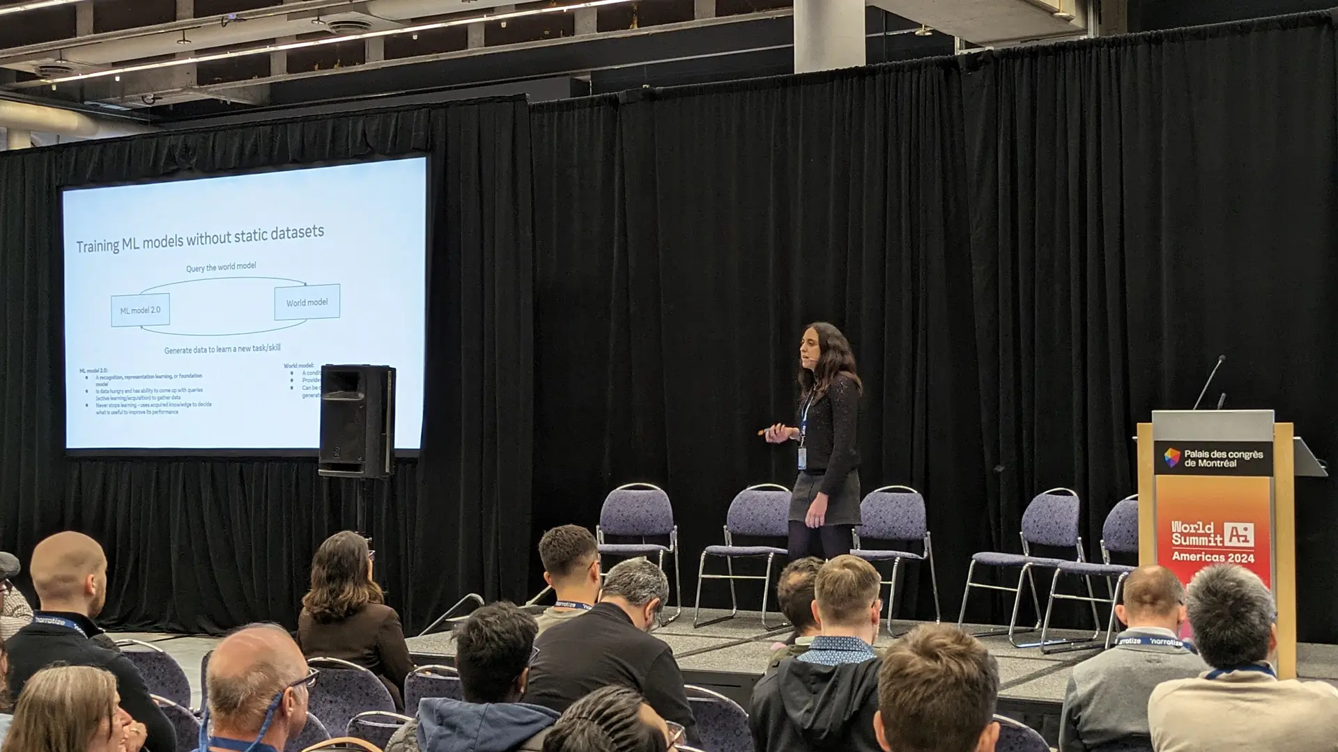 Adriana Romero on stage at WSAI conference