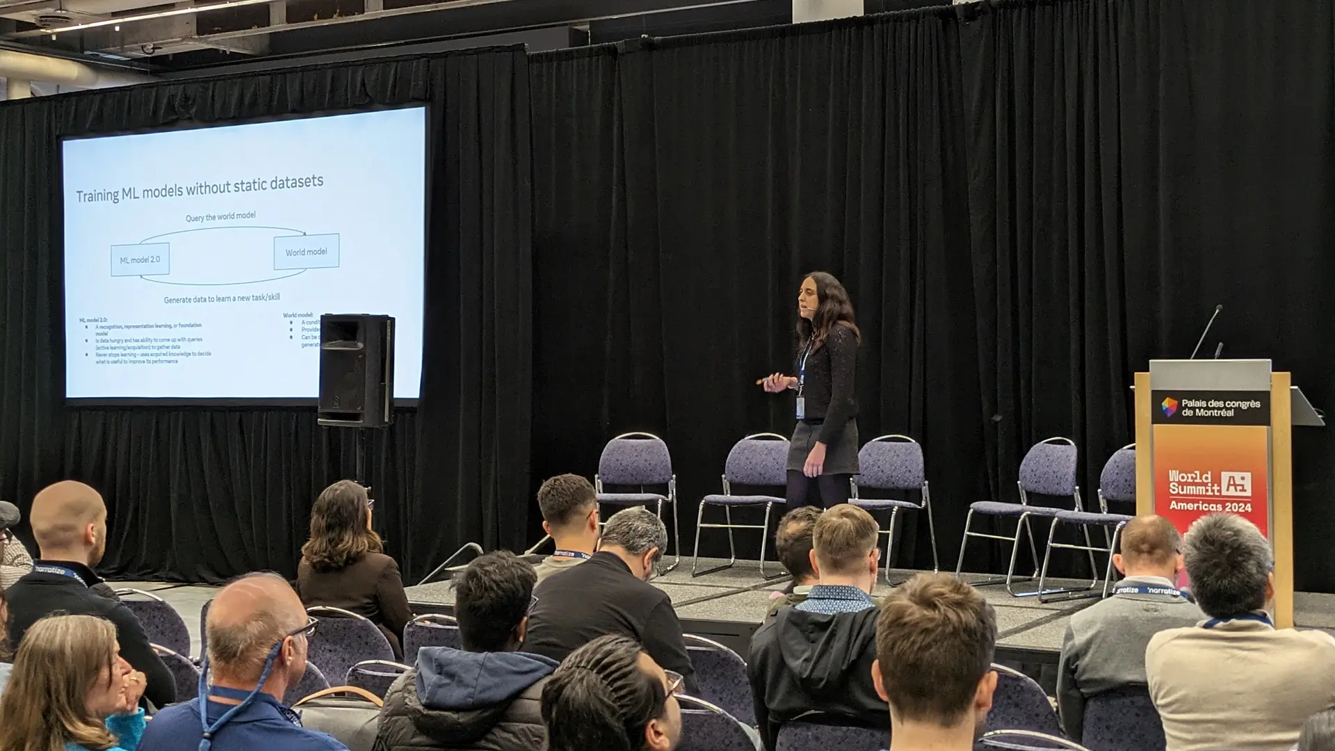 Adriana Romero on stage at WSAI conference