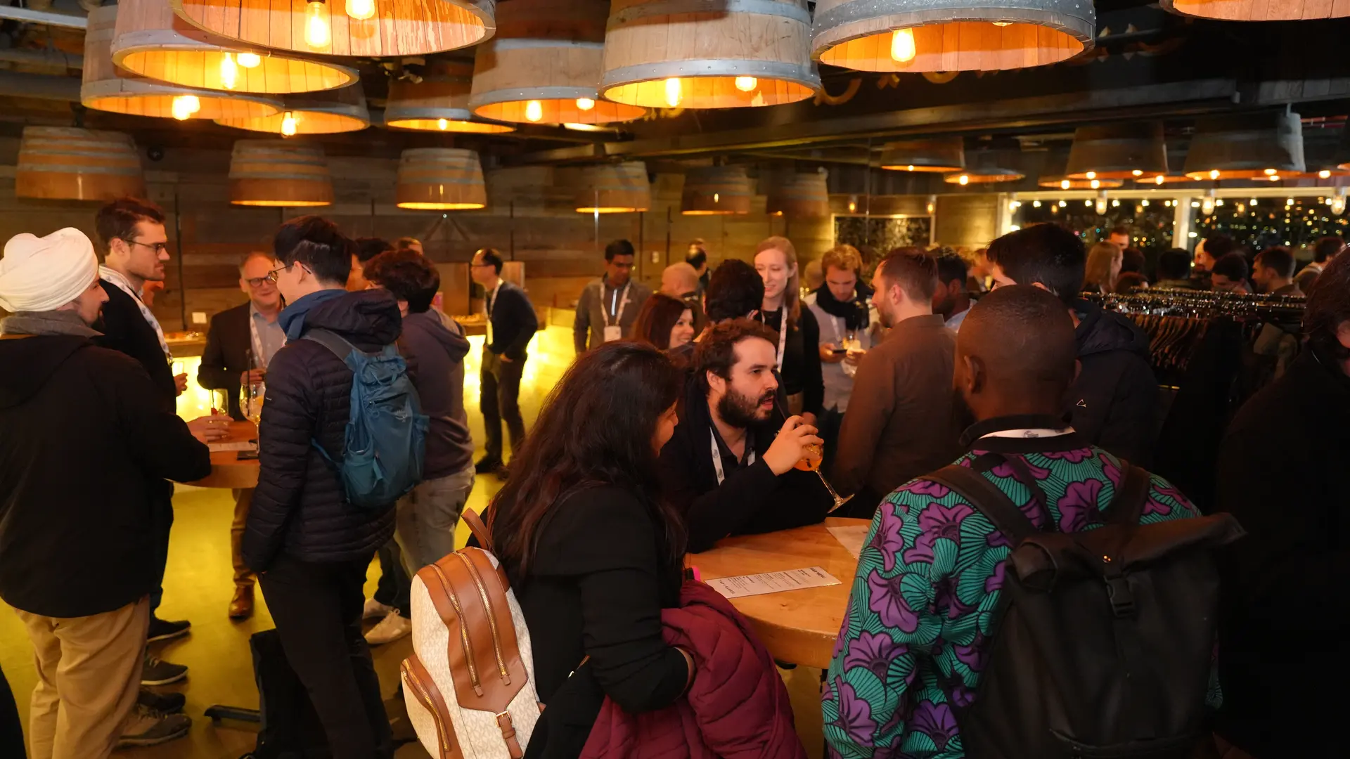 Prof and students attending  a social event