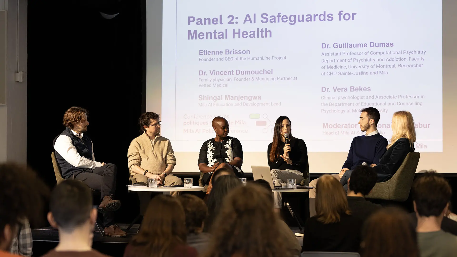 Picture of Dr. Vincent Dumouchel, Dr. Guillaume Dumas, Shingai Manjengwa, Vera Bekes, Étienne Brisson and Simona Gandrabur on stage