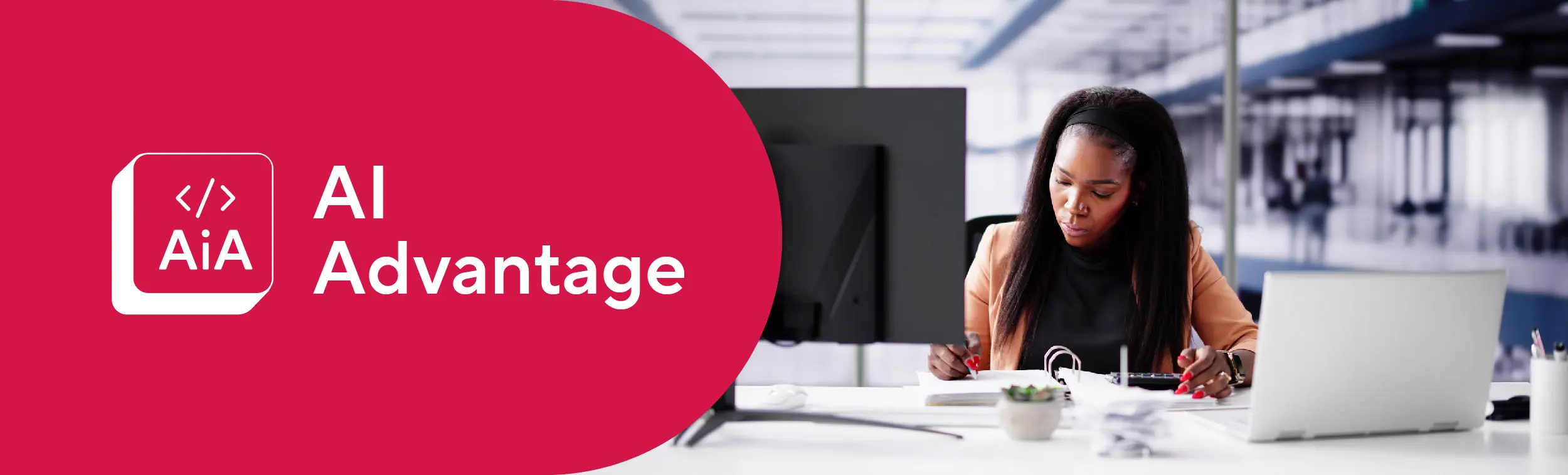 A woman working at a desk