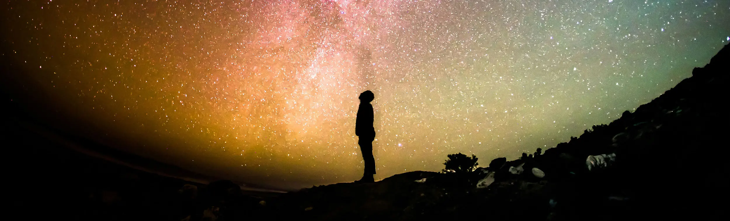 Une personne regardant le ciel étoilé. 