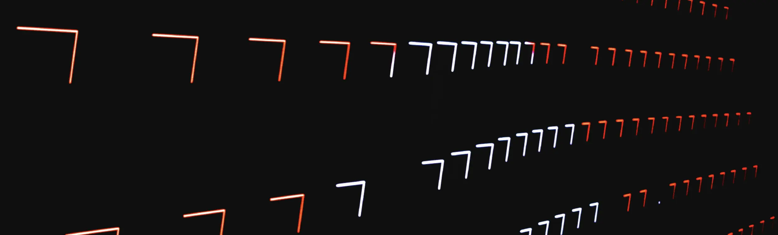 a black background with red and white squares