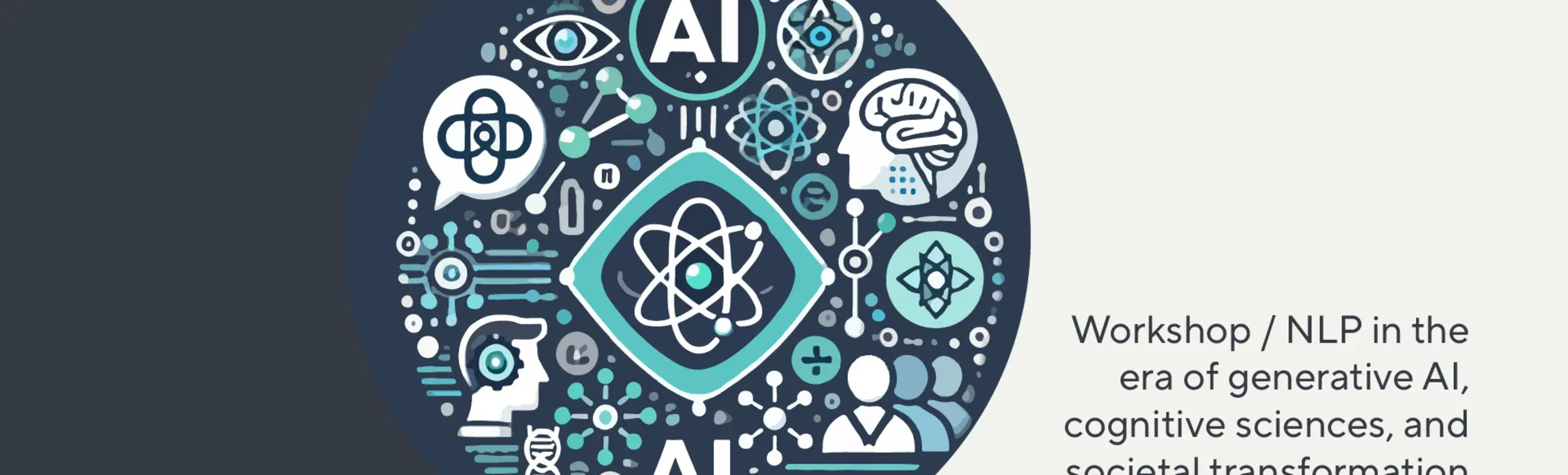 Visual identity of the workshop on natural language processing.