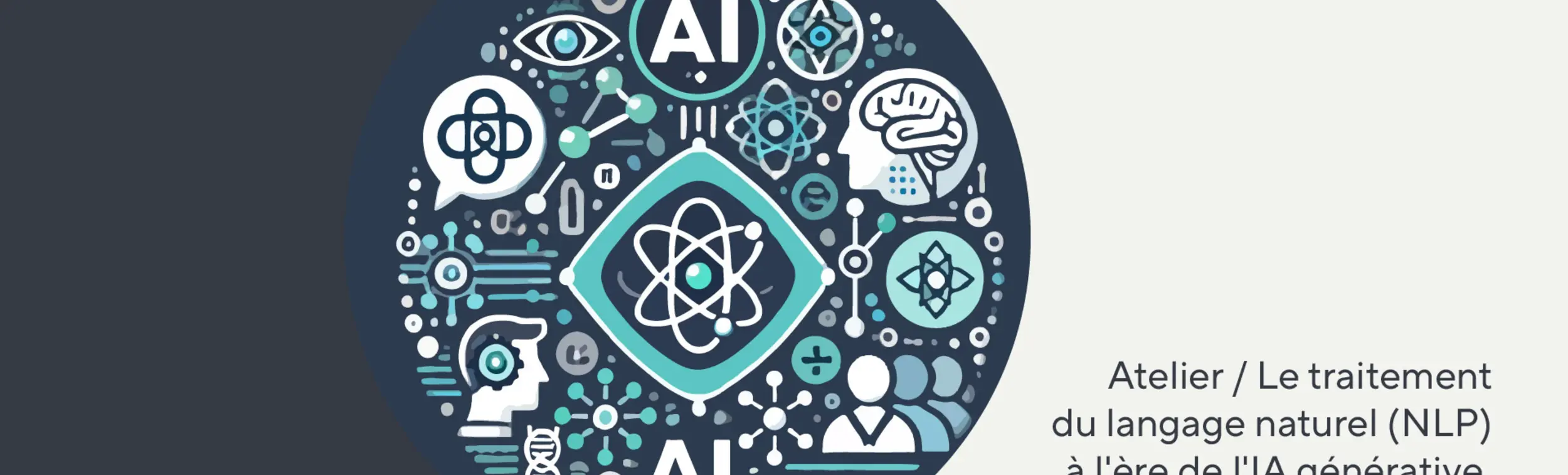Identité visuelle de l'atelier sur le traitement du langage naturel.