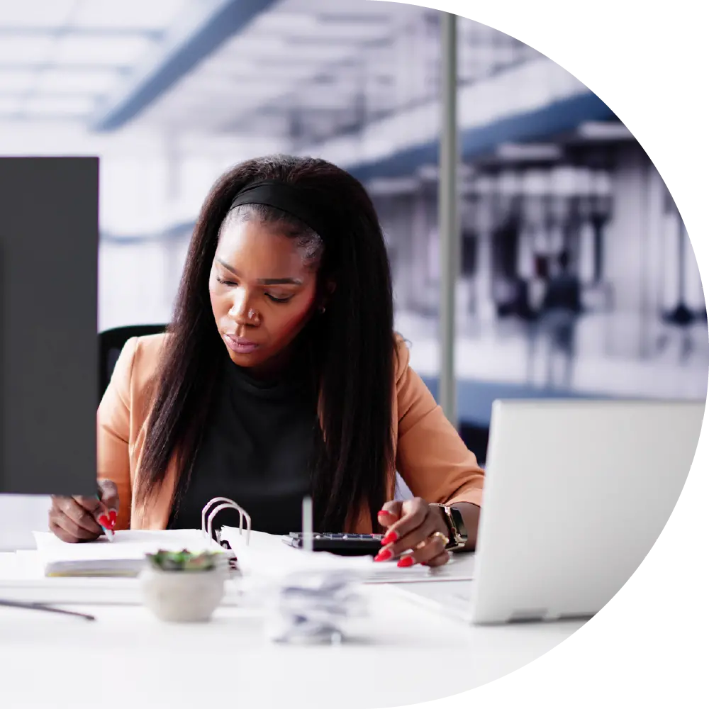 woman working on a computer