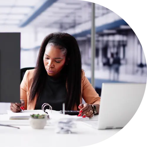 woman working on a computer