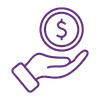 icon of a hand holding a dollar sign