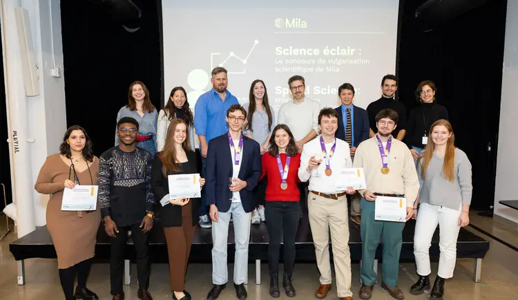 Photo de groupe de tous les participants et organisateurs du concours Mila Speed Science