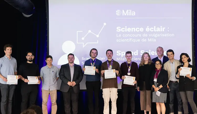 group picture of all participants and jury member of Mila Speed Science contest